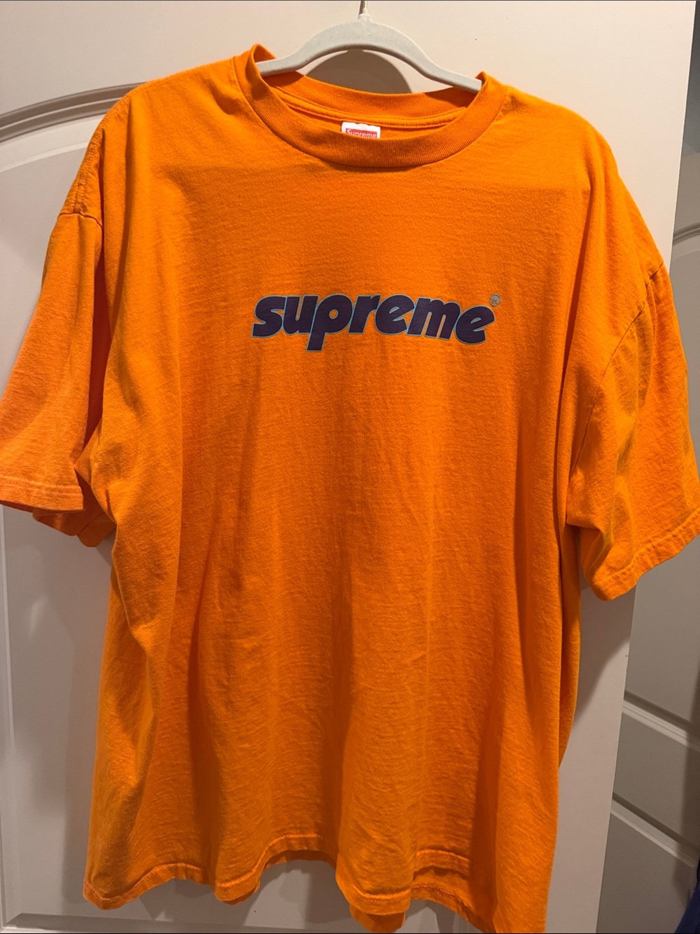 Supreme Orange Tee with Navy Script